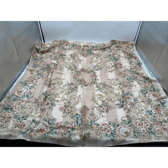 Vintage Ralph Lauren 100% Silk Scarf Floral Pink and Multicolored 34